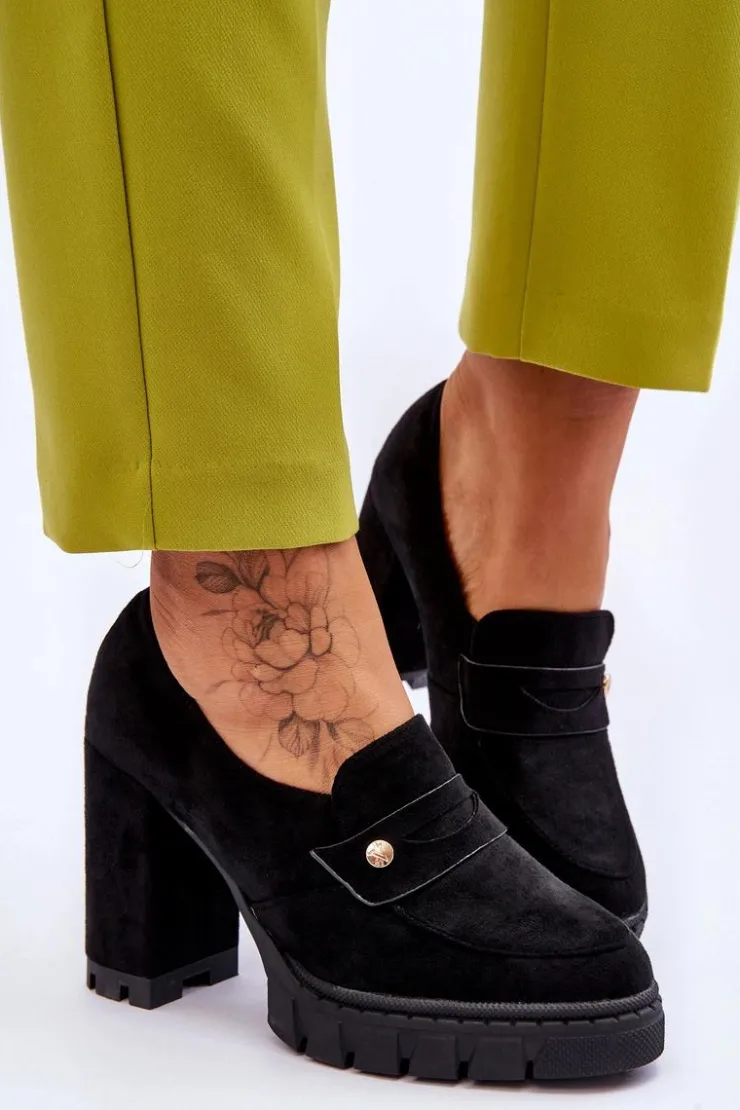 New Buty damskie Vinceza Eleganckie Zamszowe Półbuty Na Obcasie Czarne Mintore