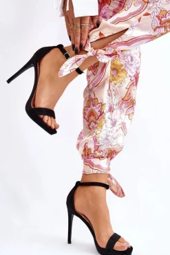 Boto Sandały Na Obcasie*Eleganckie Zamszowe Sandałki Na Szpilce Czarne Averie