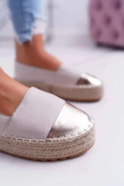 Damskie Boto Espadryle Damskie Beżowe Platforma Ringer