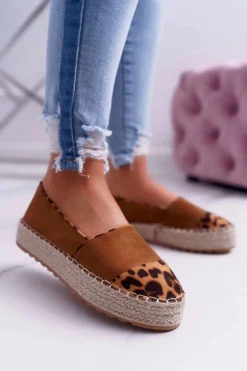 Damskie Boto Espadryle Damskie Camel Platforma Ringer