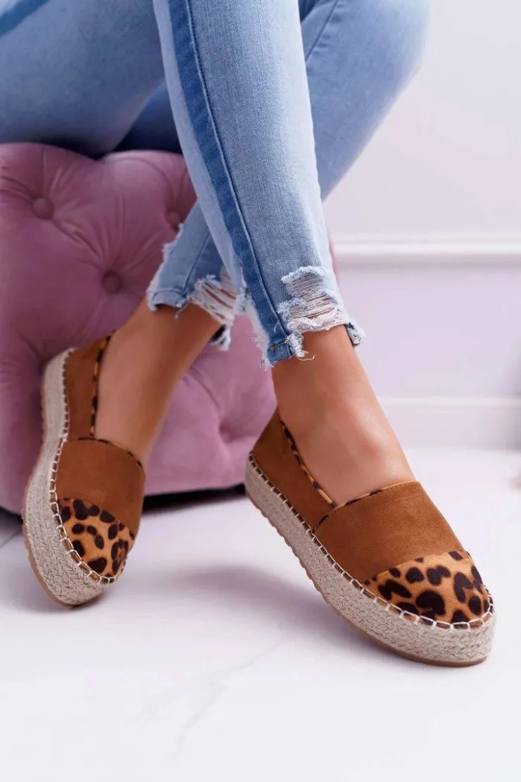 Damskie Boto Espadryle Damskie Camel Platforma Ringer