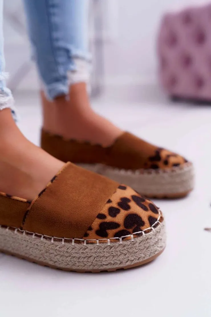 Damskie Boto Espadryle Damskie Camel Platforma Ringer