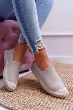 Sale Cross Jeans Espadryle Damskie Szare DD2R4104