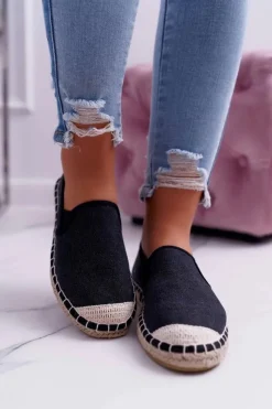 Damskie Cross Jeans Espadryle Damskie Czarne DD2R4106