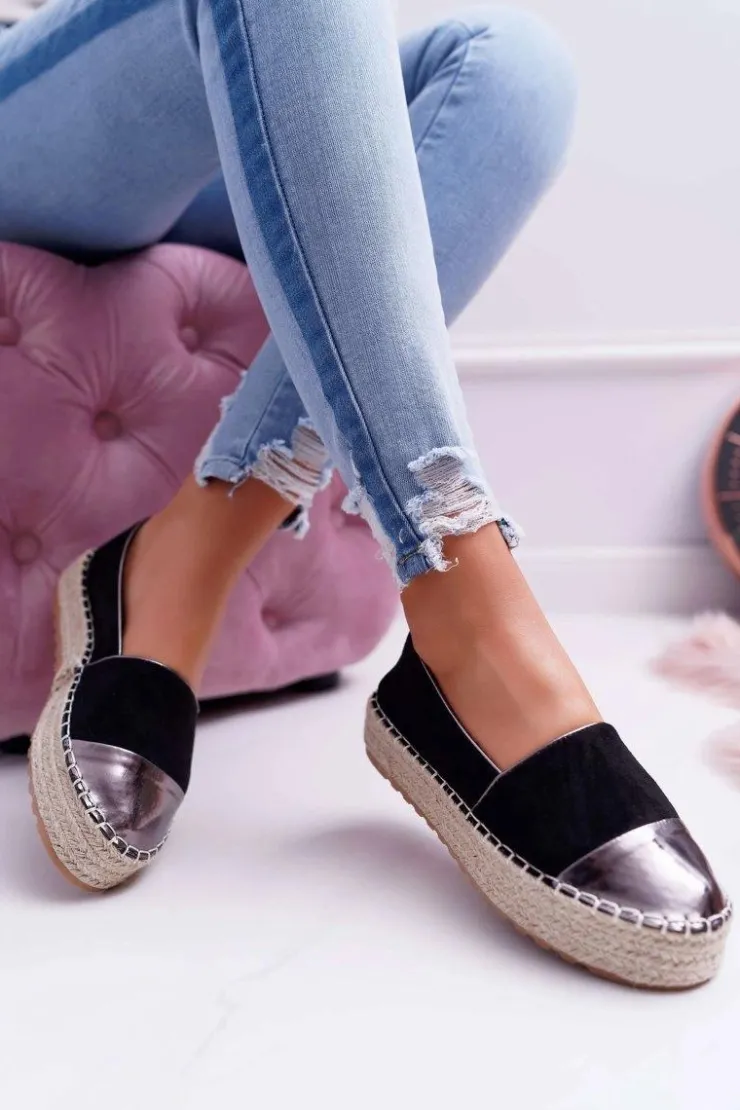 Boto Czarne Espadryle*Espadryle Damskie Czarne Platforma Ringer