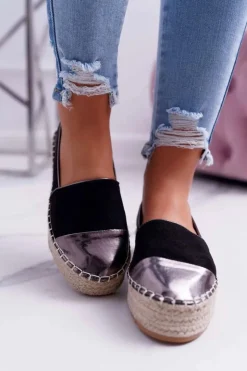Boto Czarne Espadryle*Espadryle Damskie Czarne Platforma Ringer