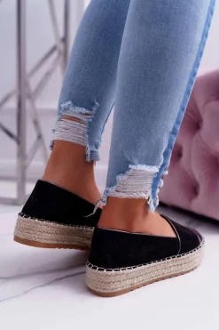 Boto Czarne Espadryle*Espadryle Damskie Czarne Platforma Ringer