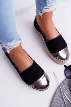 Boto Czarne Espadryle*Espadryle Damskie Czarne Platforma Ringer