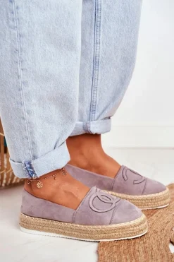 Damskie Boto Espadryle Damskie Gruba Podeszwa Lniane Szare Febi