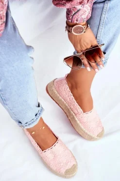 Boto Czarne Espadryle*Espadryle Damskie Koronkowe Różowe Platforma Desante