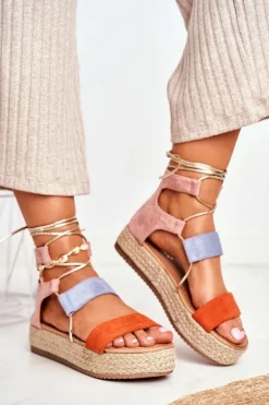 Boto Czarne Espadryle*Espadryle Damskie Na Platformie Wiązane Pomarańczowe Fuerta