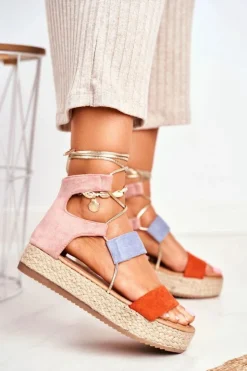 Boto Czarne Espadryle*Espadryle Damskie Na Platformie Wiązane Pomarańczowe Fuerta