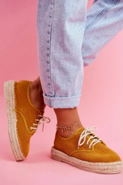 Boto Czarne Espadryle*Espadryle Damskie Na Platformie Lniane Żółte Sonya