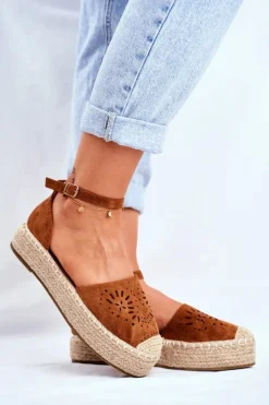 Online Boto Espadryle Damskie Na Platformie Lniane Camel Palermo