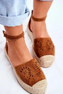 Online Boto Espadryle Damskie Na Platformie Lniane Camel Palermo