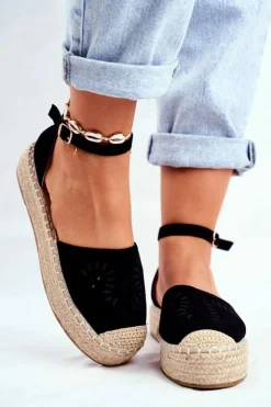 Discount Boto Espadryle Damskie Na Platformie Lniane Czarne Palermo