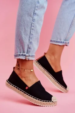 Online Big Star Shoes Espadryle Damskie Pleciona Podeszwa Czarne Big Star FF274A498