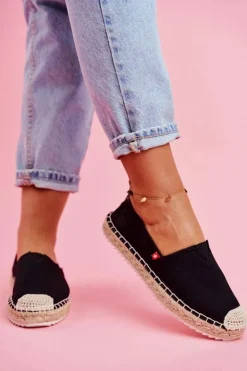 Online Big Star Shoes Espadryle Damskie Pleciona Podeszwa Czarne Big Star FF274A498