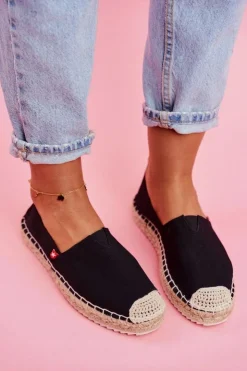 Online Big Star Shoes Espadryle Damskie Pleciona Podeszwa Czarne Big Star FF274A498