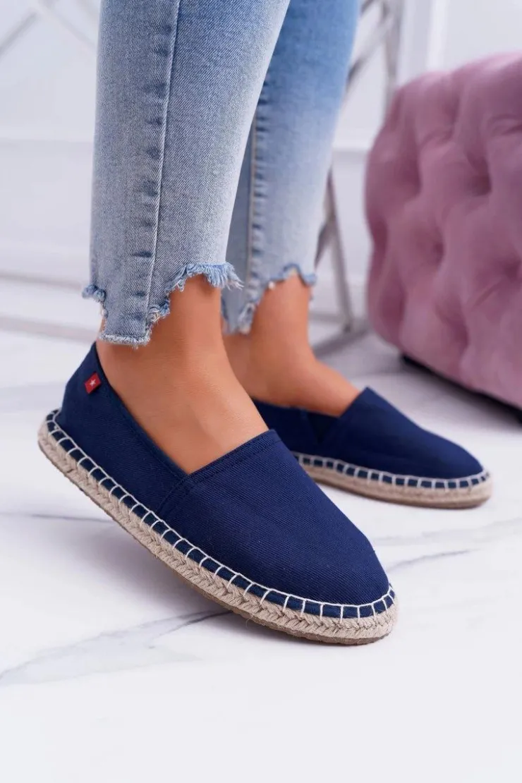 Big Star Shoes Trampki Damskie Slip-On*Espadryle Damskie Pleciona Podeszwa Granatowe Big Star DD274A151