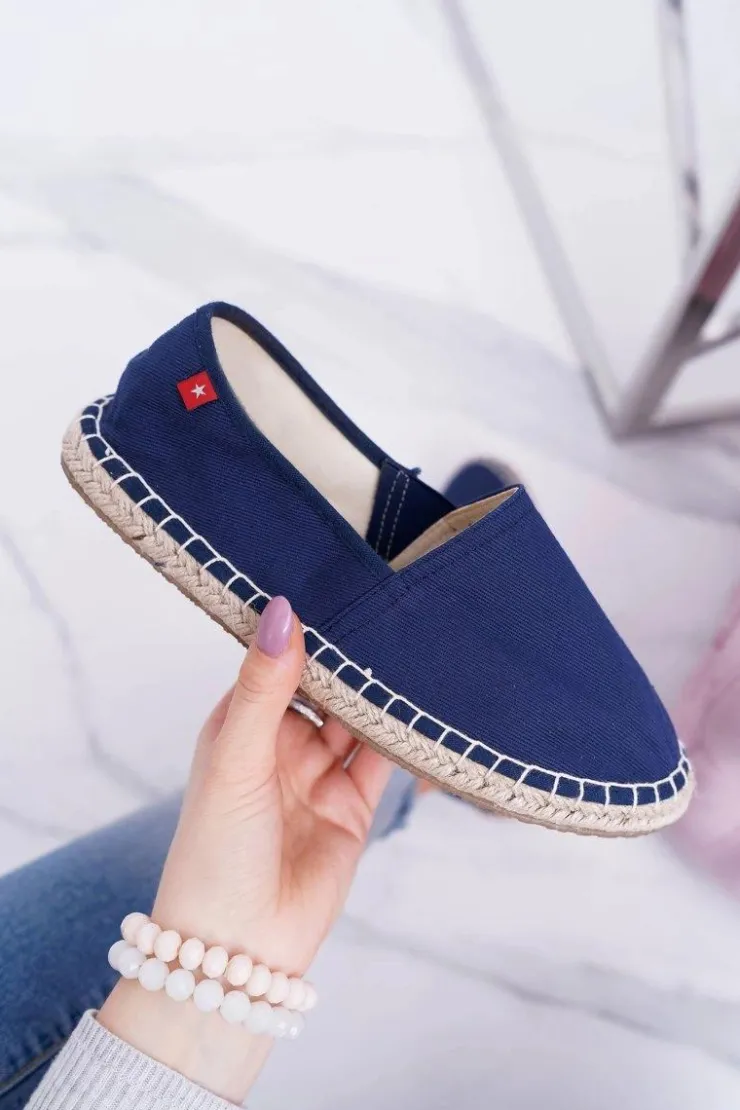 Big Star Shoes Trampki Damskie Slip-On*Espadryle Damskie Pleciona Podeszwa Granatowe Big Star DD274A151