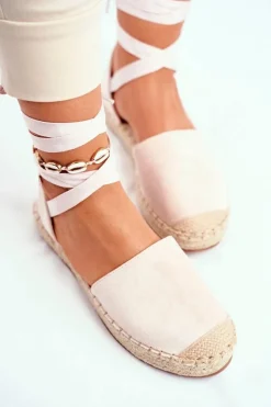 Boto Czarne Espadryle*Espadryle Damskie Wiązane Lniane Beżowe Bonjour