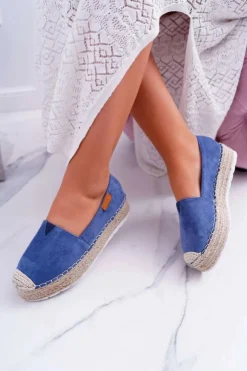 Discount Boto Espadryle Damskie Wsuwane Zamszowe Granatowe Mariako