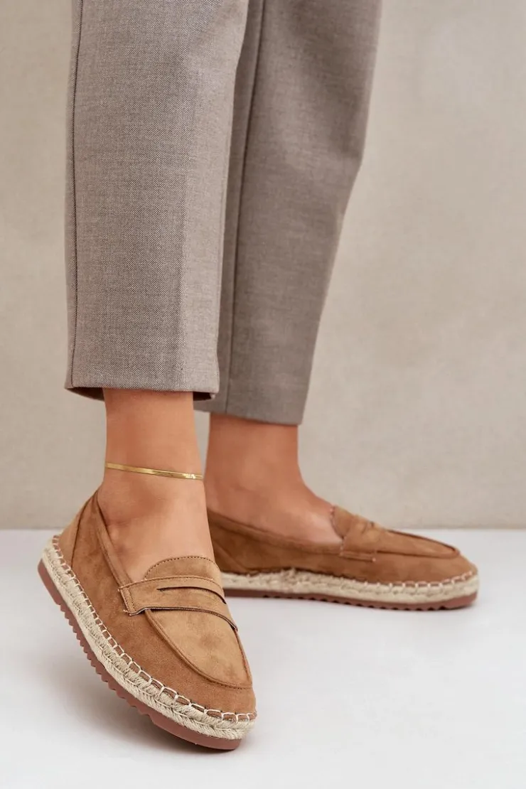 Discount Boto Espadryle Damskie Z Jutową Plecionką Na Płaskiej Podeszwie Camel Shilova