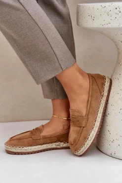 Discount Boto Espadryle Damskie Z Jutową Plecionką Na Płaskiej Podeszwie Camel Shilova