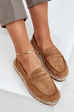 Discount Boto Espadryle Damskie Z Jutową Plecionką Na Płaskiej Podeszwie Camel Shilova