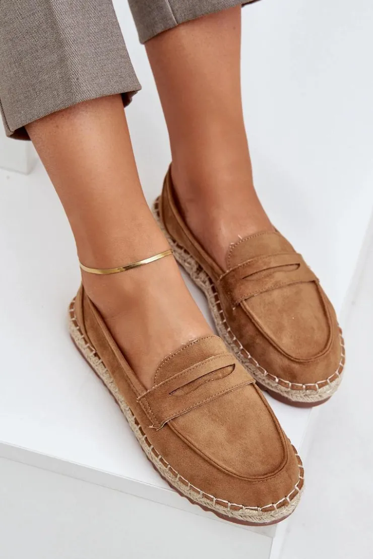 Discount Boto Espadryle Damskie Z Jutową Plecionką Na Płaskiej Podeszwie Camel Shilova