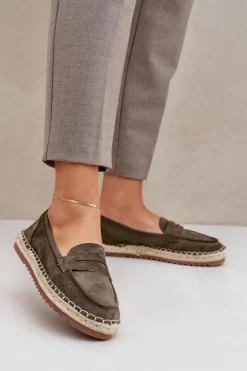 Boto Espadryle Na Platformie*Espadryle Damskie Z Jutową Plecionką Na Płaskiej Podeszwie Ciemnozielone Shilova