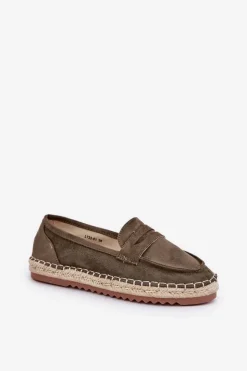 Boto Espadryle Na Platformie*Espadryle Damskie Z Jutową Plecionką Na Płaskiej Podeszwie Ciemnozielone Shilova