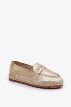Boto Espadryle Na Platformie*Espadryle Damskie Z Jutową Plecionką Na Płaskiej Podeszwie Złote Shilova Złoty