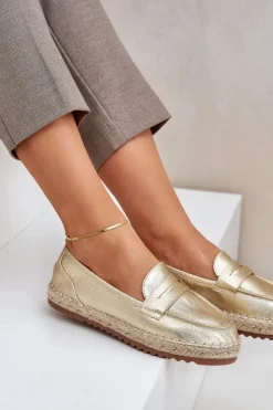 Boto Espadryle Na Platformie*Espadryle Damskie Z Jutową Plecionką Na Płaskiej Podeszwie Złote Shilova Złoty