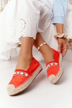 Boto Czarne Espadryle*Espadryle Na Platformie Z Muszelkami Koralowe Seashell