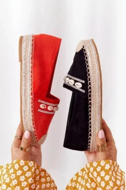 Boto Czarne Espadryle*Espadryle Na Platformie Z Muszelkami Koralowe Seashell