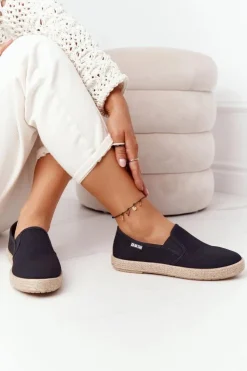 Damskie Big Star Shoes Espadryle Na Plecionej Podeszwie Big Star DD274017 Czarne