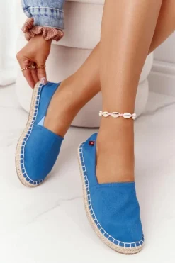 Big Star Shoes Trampki Damskie Slip-On*Espadryle Na Plecionej Podeszwie Big Star DD274A152 Niebieskie