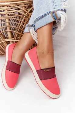 Big Star Shoes Trampki Damskie Slip-On*Espadryle Na Plecionej Podeszwie Big Star HH274478 Czerwone