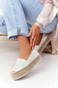 Damskie buty S.Barski Czarne Espadryle*Espadryle Na Słomkowej Platformie S.Barski Biało-Srebrne
