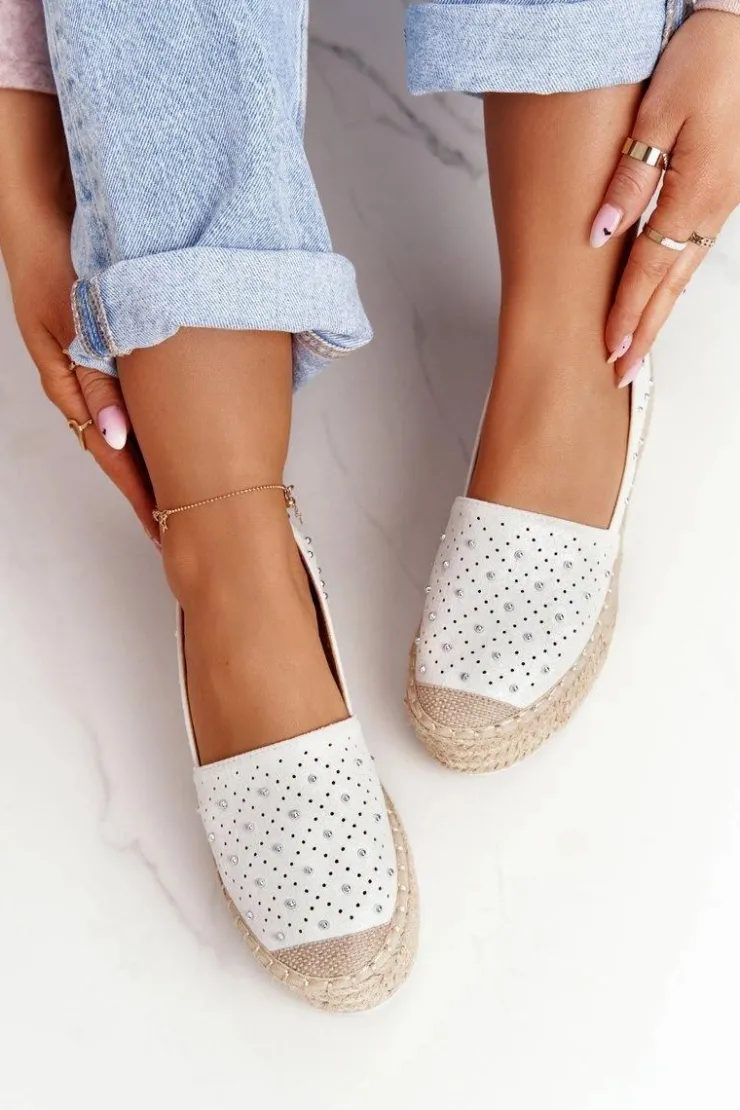 Damskie buty S.Barski Czarne Espadryle*Espadryle Na Słomkowej Platformie S.Barski Biało-Srebrne