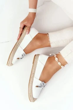 Damskie buty S.Barski Czarne Espadryle*Espadryle Na Słomkowej Podeszwie S.Barski Białe