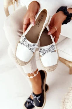 Damskie buty S.Barski Czarne Espadryle*Espadryle Na Słomkowej Podeszwie S.Barski Białe