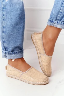 New Boto Espadryle Na Słomkowej Podeszwie Lu Boo Beżowe