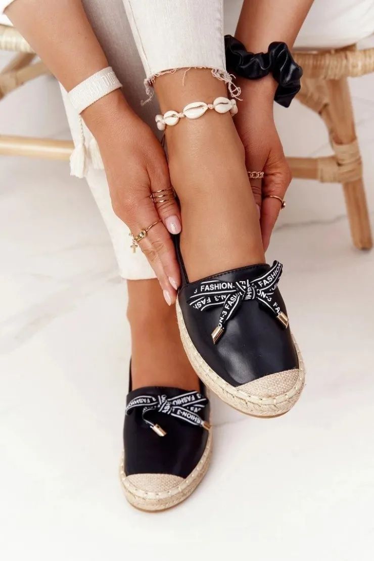 Damskie Damskie buty S.Barski Espadryle Na Słomkowej Podeszwie S.Barski Czarne