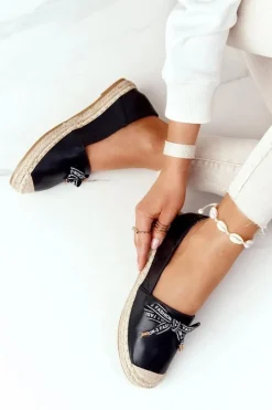 Damskie Damskie buty S.Barski Espadryle Na Słomkowej Podeszwie S.Barski Czarne