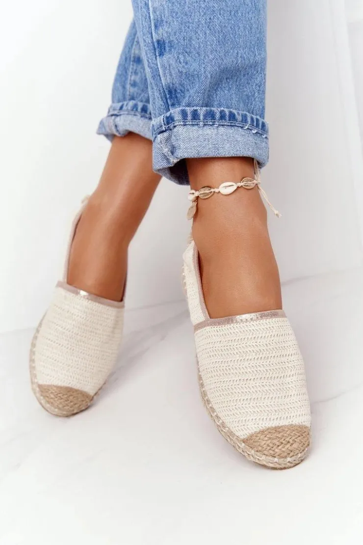 Boto Czarne Espadryle*Espadryle Na Słomkowej Podeszwie Lu Boo Ecru