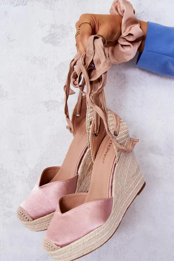 Damskie Boto Espadryle Sandały Na Koturnie Nude Terrific