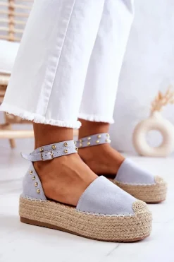 Boto Sandały Na Koturnie|Czarne Espadryle*Espadryle Sandały Z Dżetami Niebieskie Lillian